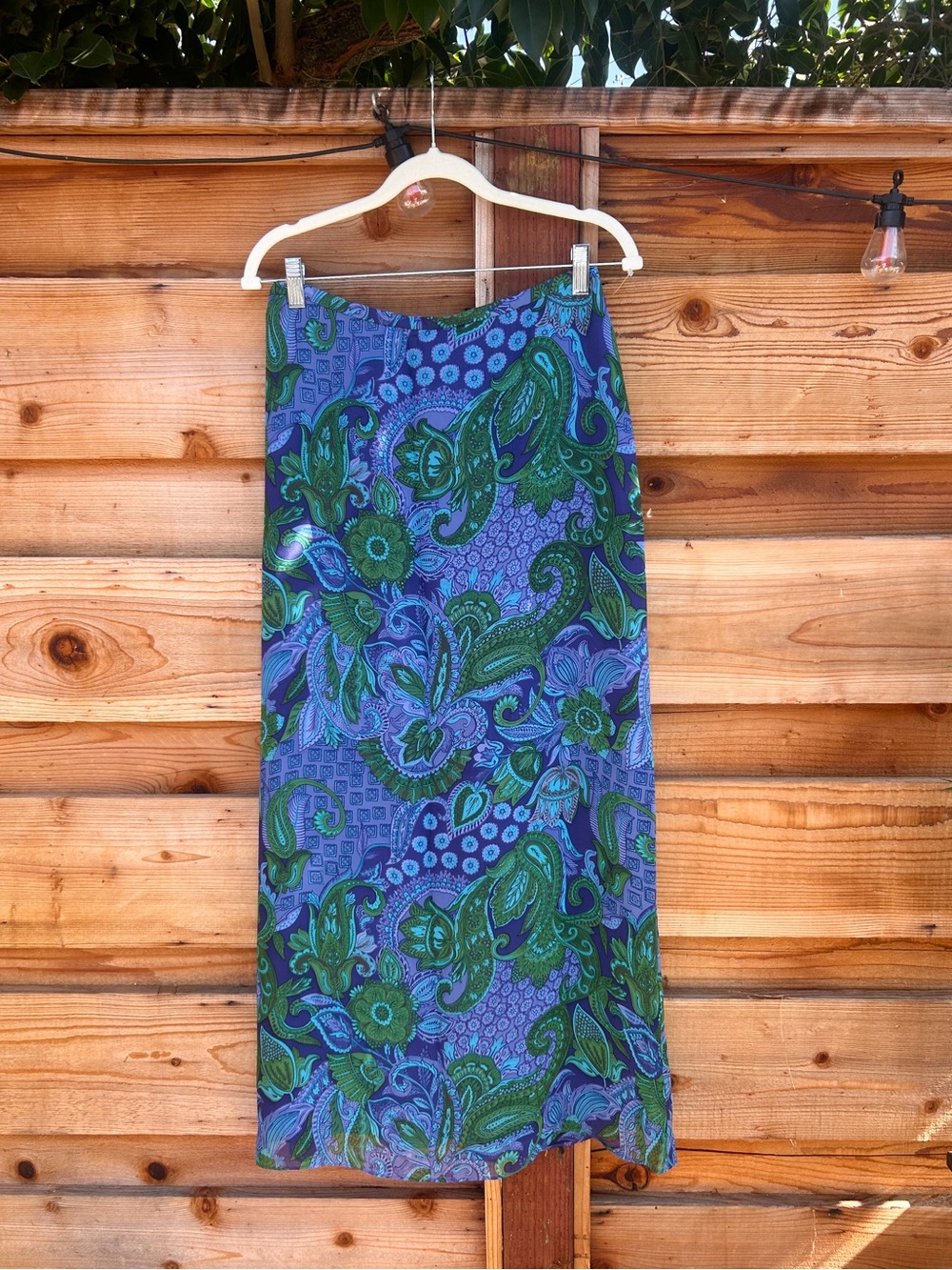 Vintage 90s Spenser Jeremy Blue 100% Silk Floral Print Maxi Skirt Deadstock NWT